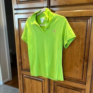Lilly  Bright Green with pink palm Shirt worn once Large so bright super preppy!